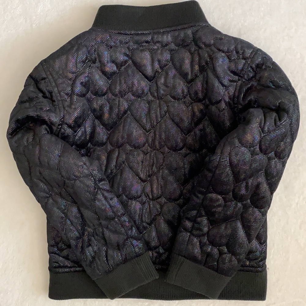 Appaman | Nikki Bomber Jacket Quilted Shiny Metallic Black Hearts A5NSJ-BHT (8) - Picture 16 of 17